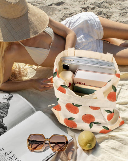 Aesthetic Canvas Tote Bag for Women - Sturdy Cloth Cotton Totes Bag with Pattern Shoulder Bag