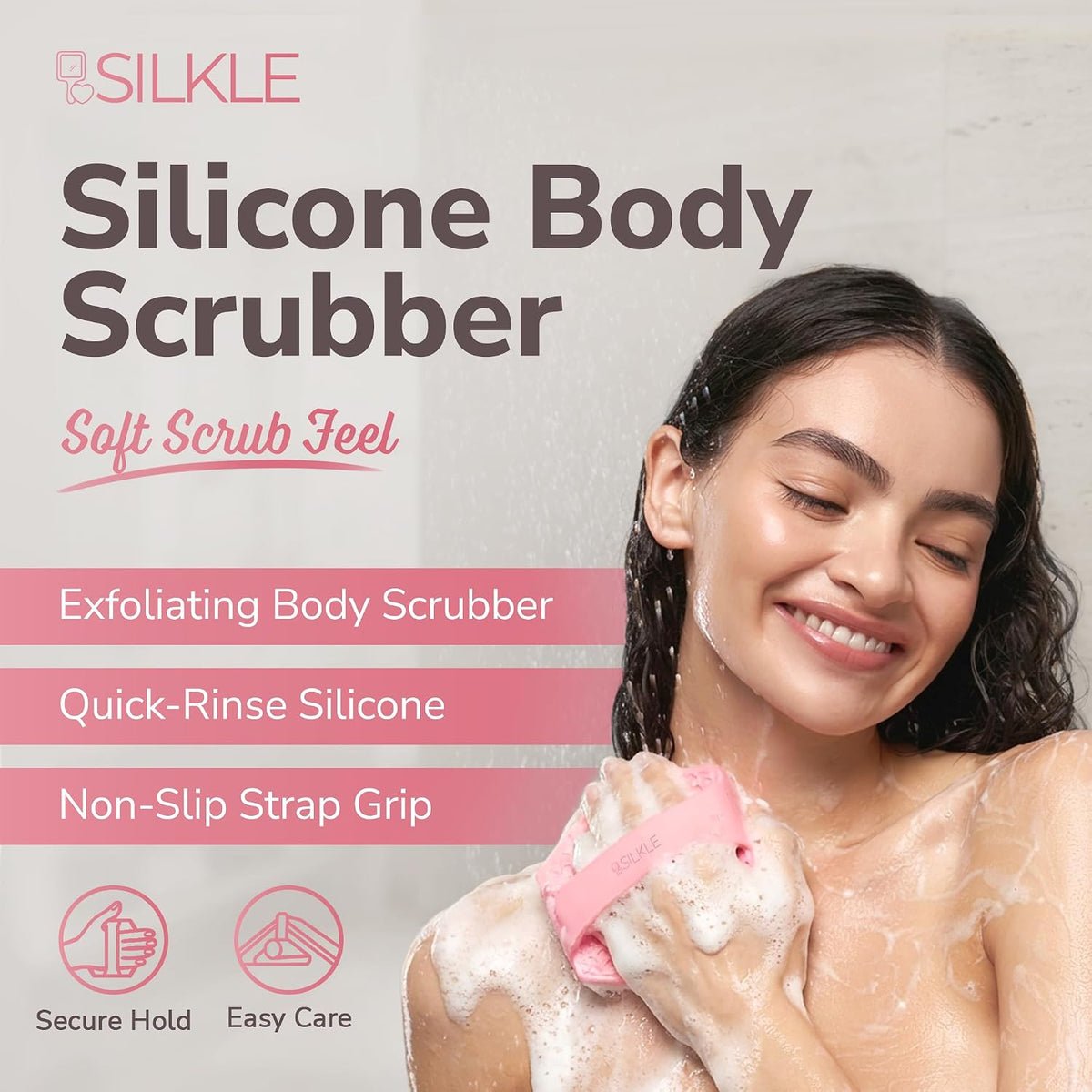 Silicone Body Scrubber Exfoliator, Shower Scrubber & Silicone Loofah