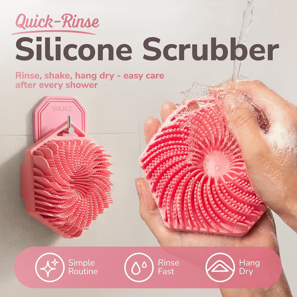 Silicone Body Scrubber Exfoliator, Shower Scrubber & Silicone Loofah