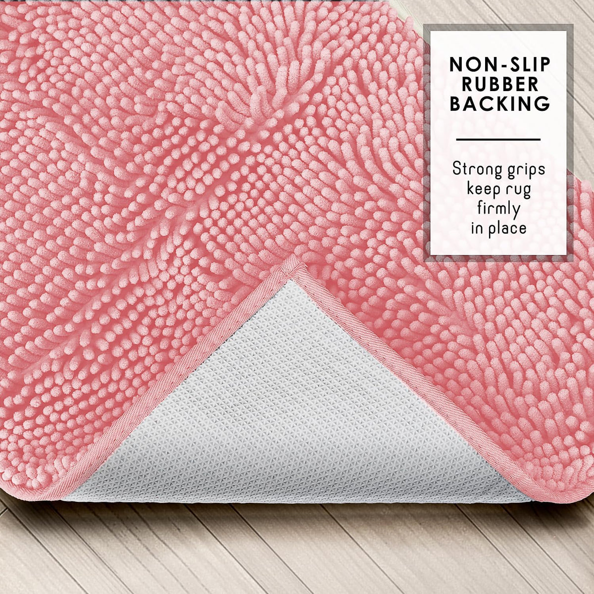 Bathroom Rugs, Chenille Bath Mat - Machine Washable Bath Mats for Bathroom Non-Slip Backing Rubber, Quick Dry Bathroom Mat, 20 x 32 - Pink
