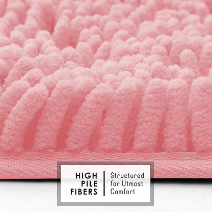 Bathroom Rugs, Chenille Bath Mat - Machine Washable Bath Mats for Bathroom Non-Slip Backing Rubber, Quick Dry Bathroom Mat, 20 x 32 - Pink
