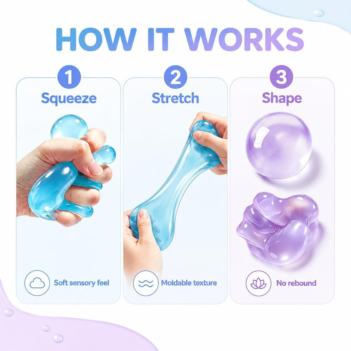 Squishy Stress Balls 2 Pcs Coconut Oil Non-Sticky Slow Rising Squeeze Ball.