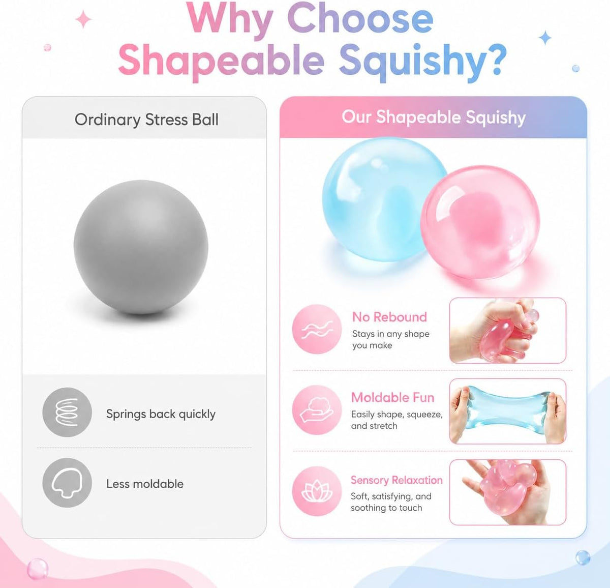 Squishy Stress Balls 2 Pcs Coconut Oil Non-Sticky Slow Rising Squeeze Ball.