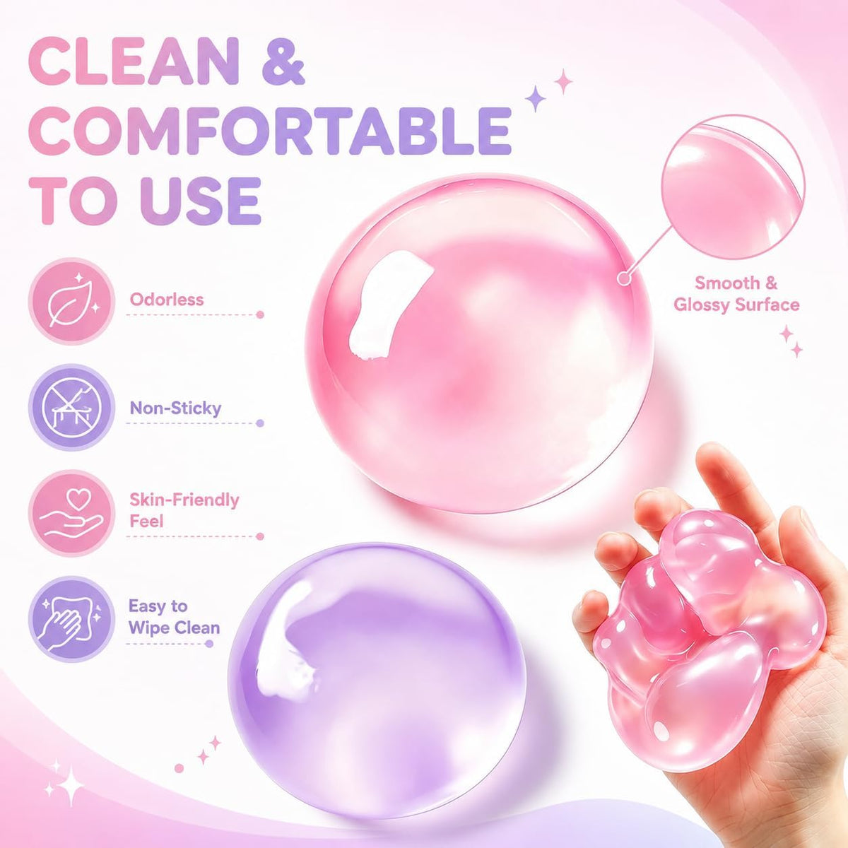 Squishy Stress Balls 2 Pcs Coconut Oil Non-Sticky Slow Rising Squeeze Ball.