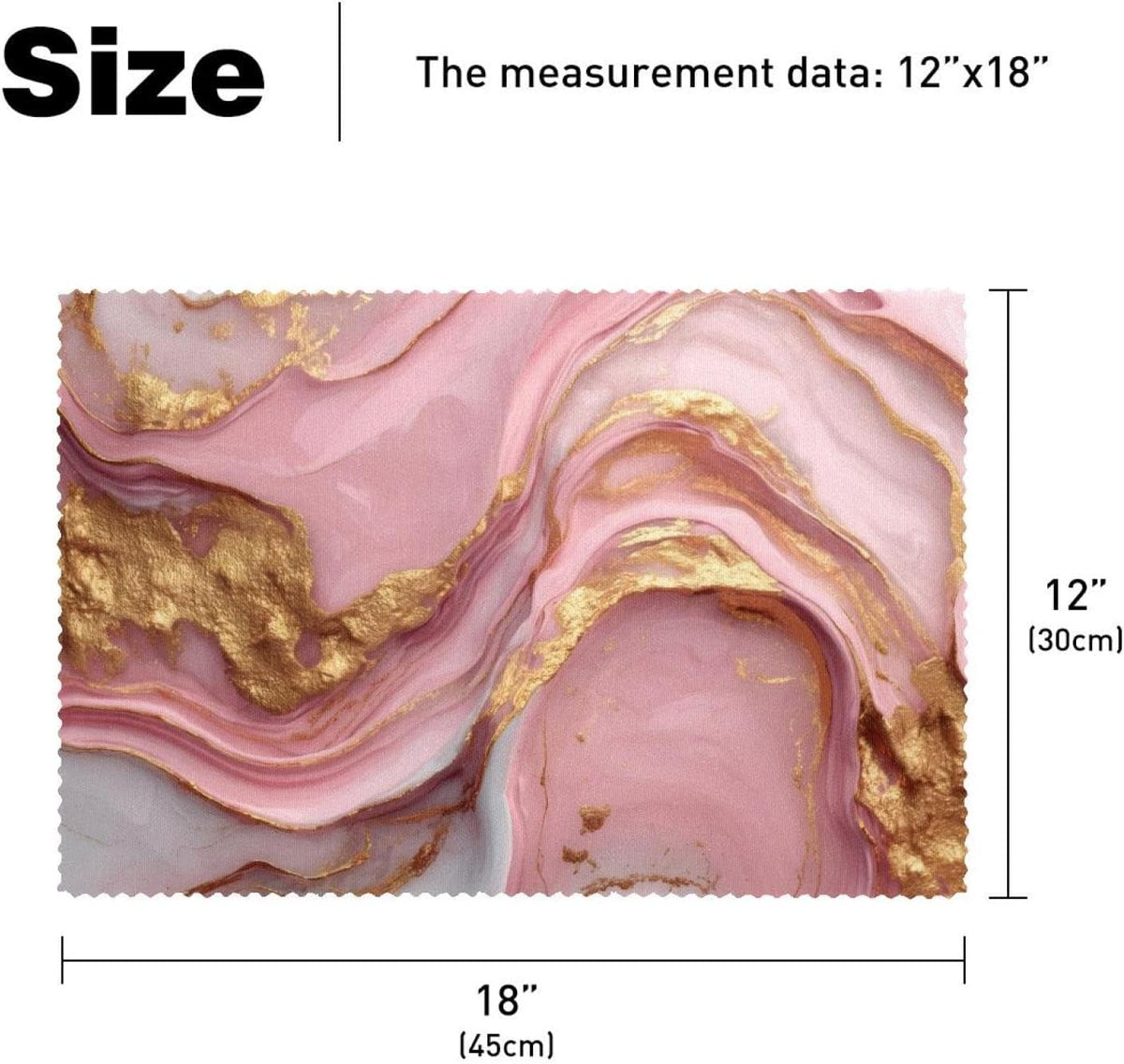 Pink Gold Marble Placemats Set of 4, Non-Slip Polyester Table Mats Heat Resistant Washable Place Mat for Party Kitchen Dining Decor