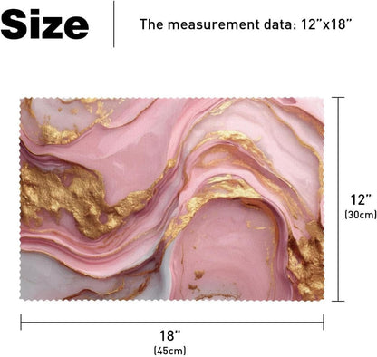 Pink Gold Marble Placemats Set of 4, Non-Slip Polyester Table Mats Heat Resistant Washable Place Mat for Party Kitchen Dining Decor