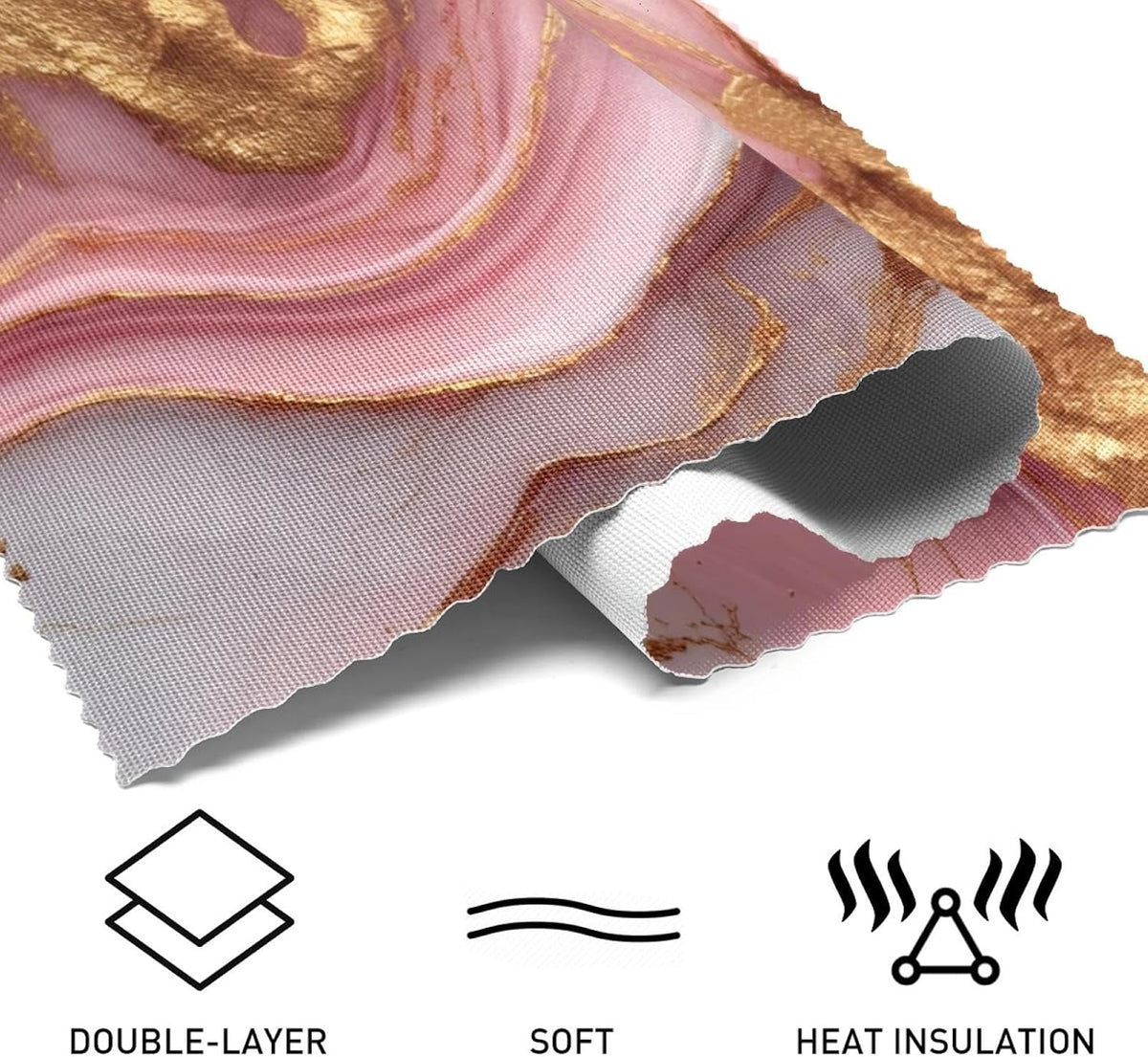 Pink Gold Marble Placemats Set of 4, Non-Slip Polyester Table Mats Heat Resistant Washable Place Mat for Party Kitchen Dining Decor