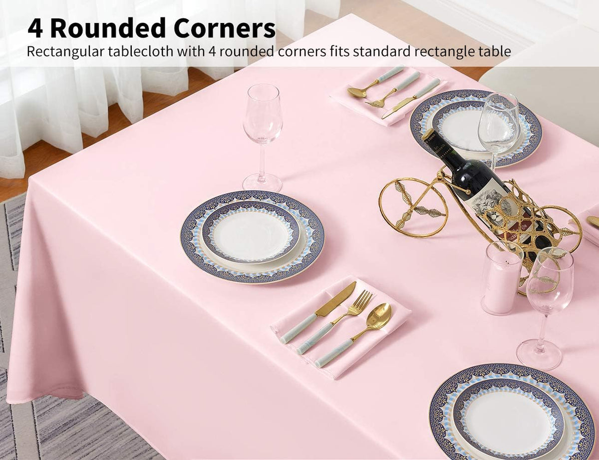 90x132 Inch Pink Tablecloth for 6-8 Foot Rectangle Tables