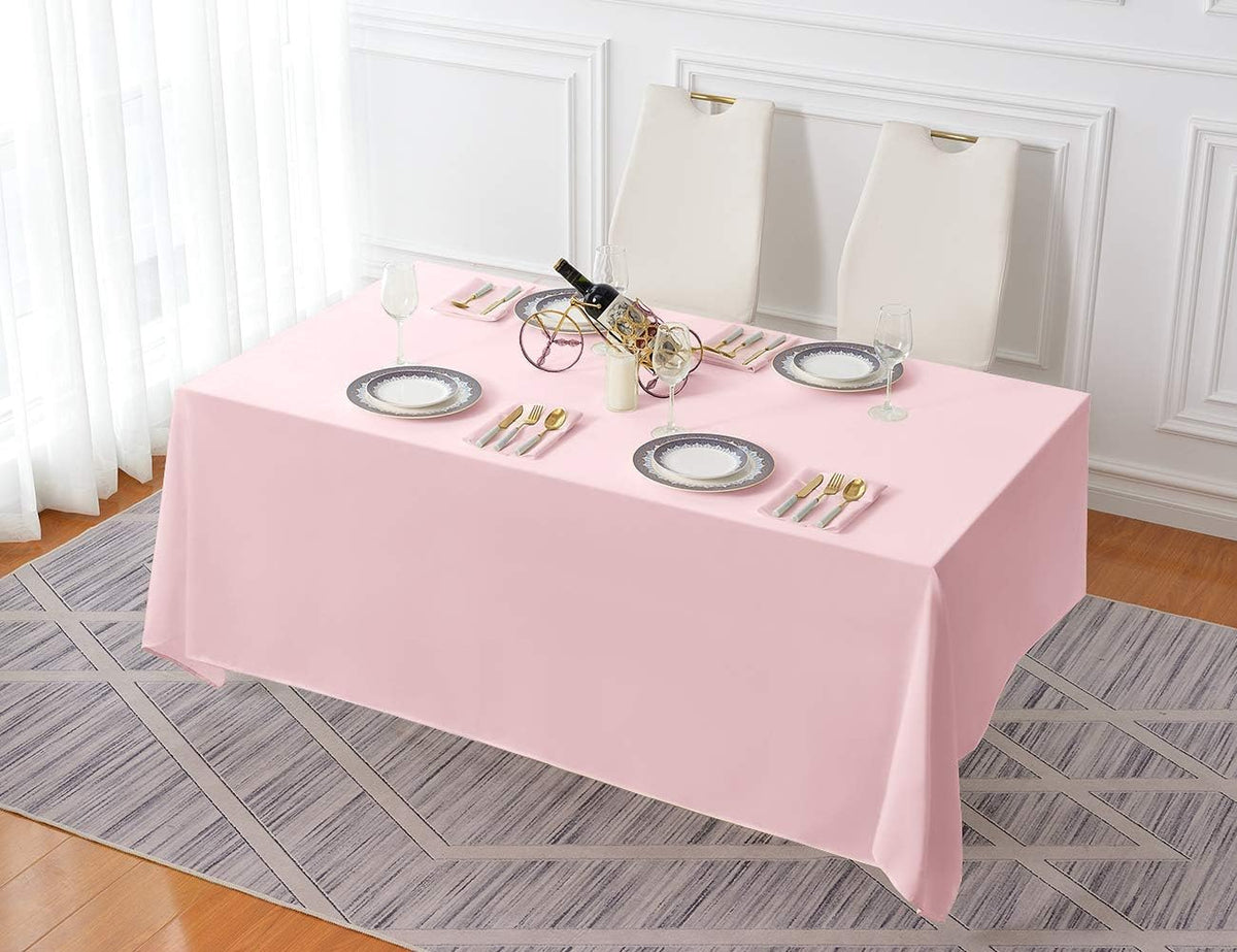90x132 Inch Pink Tablecloth for 6-8 Foot Rectangle Tables
