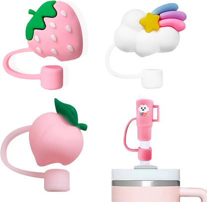 4 Pcs Pink Straw Covers Cap Toppers Compatible with Stanley 30&40 oz Tumbler Cups,Reusable Cute Silicone Straws Tips Lids Protectors for 0.4 in/10mm Stanley Cup Accessories(4 PCS)