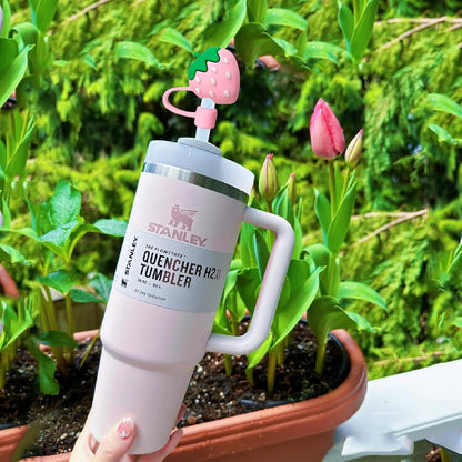 4 Pcs Pink Straw Covers Cap Toppers Compatible with Stanley 30&40 oz Tumbler Cups,Reusable Cute Silicone Straws Tips Lids Protectors for 0.4 in/10mm Stanley Cup Accessories(4 PCS)