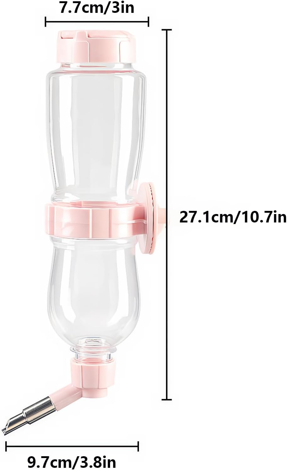 Pink 17oz/500ml No Drip Guinea Pig & Rabbit Water Bottle