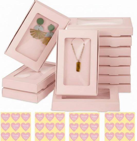 30 Pack Jewelry Gift Boxes Set with Clear Window, Pink