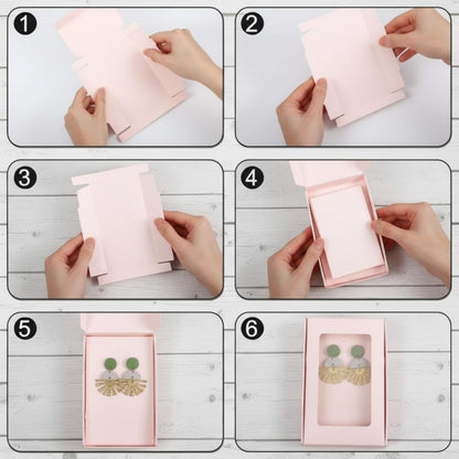 30 Pack Jewelry Gift Boxes Set with Clear Window, Pink