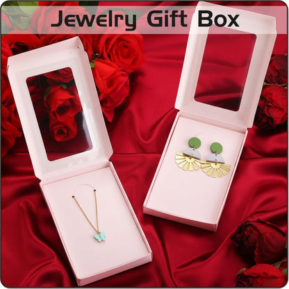 30 Pack Jewelry Gift Boxes Set with Clear Window, Pink
