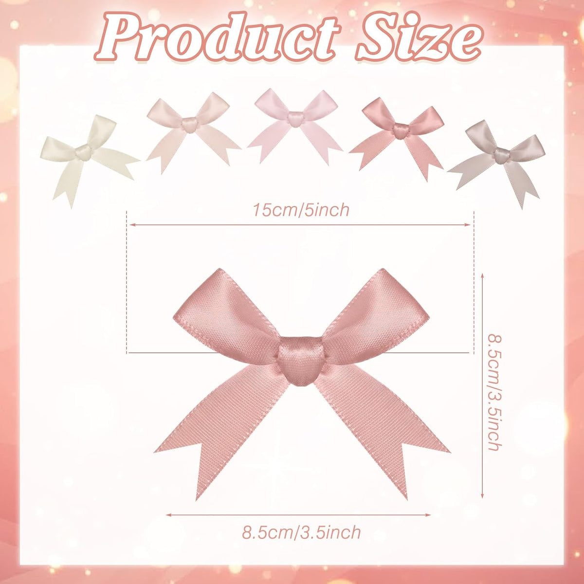 Riceshoot 100 Pcs Twist Bows, 3.5 Inch Pre-Tied Satin Ribbon