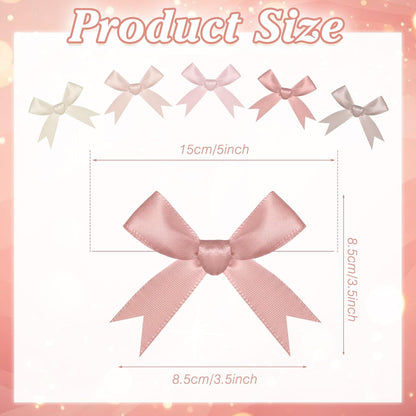 Riceshoot 100 Pcs Twist Bows, 3.5 Inch Pre-Tied Satin Ribbon