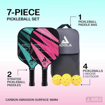 Pickleball Paddles Set of 2 – Multiple Colors - Reinforced Fiberglass Surface – Lightweight, Durable, Beginner-Friendly Racket Design – Set Includes Balls & Bag – USAP Approved