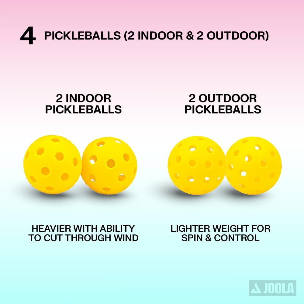 Pickleball Paddles Set of 2 – Multiple Colors - Reinforced Fiberglass Surface – Lightweight, Durable, Beginner-Friendly Racket Design – Set Includes Balls & Bag – USAP Approved