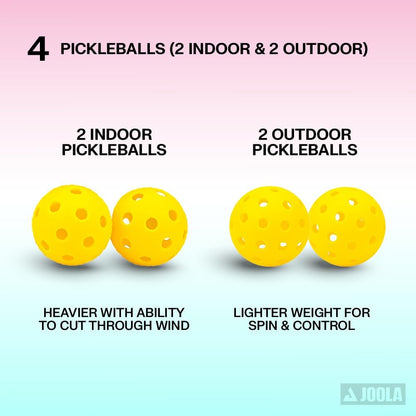 Pickleball Paddles Set of 2 – Multiple Colors - Reinforced Fiberglass Surface – Lightweight, Durable, Beginner-Friendly Racket Design – Set Includes Balls & Bag – USAP Approved