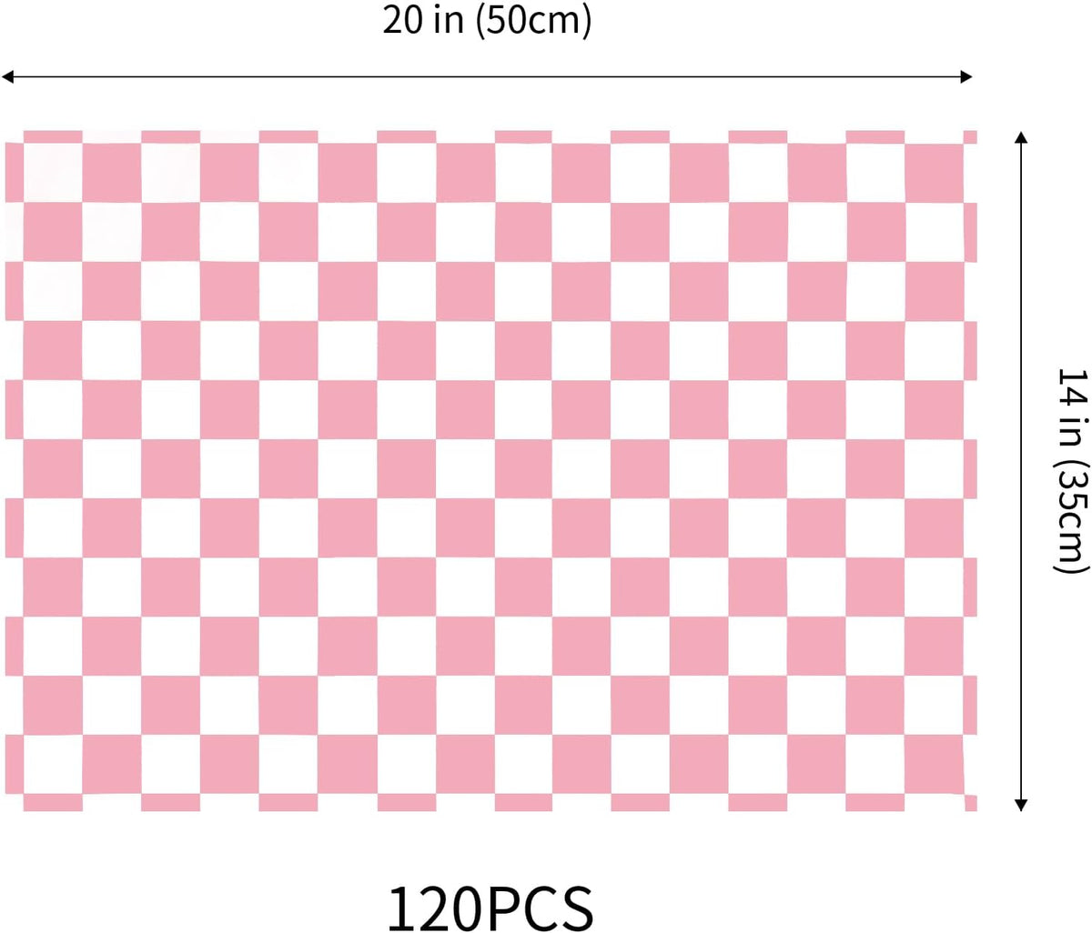 120 Sheets Checkered Tissue Paper, Dusty Pink Gift Wrapping Paper, Boho Tissue Paper, Art Craft Paper for DIY Crafts Wedding Birthday Baby Shower Party Decorations, 20x 14 Inch