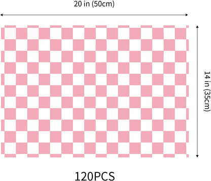 120 Sheets Checkered Tissue Paper, Dusty Pink Gift Wrapping Paper, Boho Tissue Paper, Art Craft Paper for DIY Crafts Wedding Birthday Baby Shower Party Decorations, 20x 14 Inch