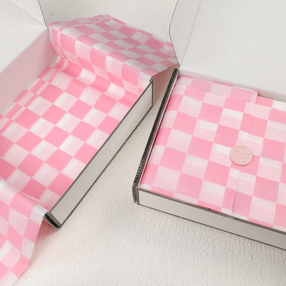 120 Sheets Checkered Tissue Paper, Dusty Pink Gift Wrapping Paper, Boho Tissue Paper, Art Craft Paper for DIY Crafts Wedding Birthday Baby Shower Party Decorations, 20x 14 Inch