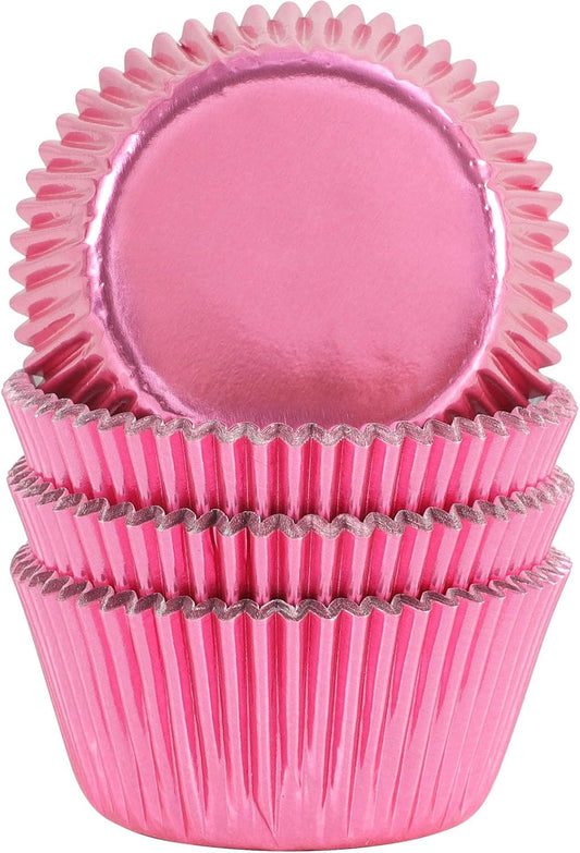 Standard Pink Foil Cupcake Liners Wrappers Baking Cups 100-Count