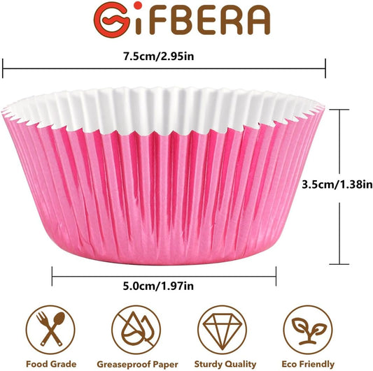 Standard Pink Foil Cupcake Liners Wrappers Baking Cups 100-Count