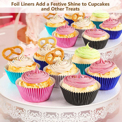 Standard Pink Foil Cupcake Liners Wrappers Baking Cups 100-Count