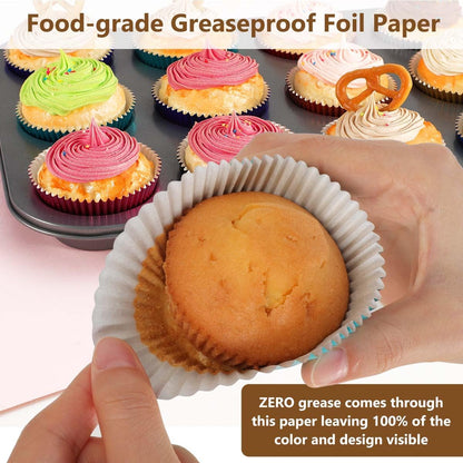 Standard Pink Foil Cupcake Liners Wrappers Baking Cups 100-Count
