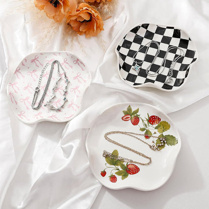 Ceramic Jewelry Tray, Pink Bow Style