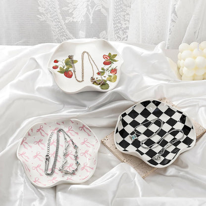 Ceramic Jewelry Tray, Pink Bow Style