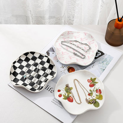 Ceramic Jewelry Tray, Pink Bow Style