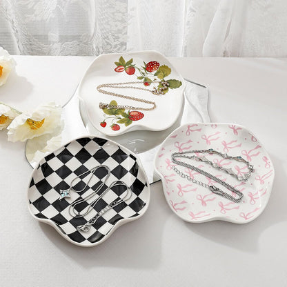 Ceramic Jewelry Tray, Pink Bow Style