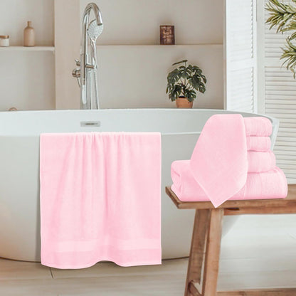 8 Piece Towel Set 100% Ring Spun Cotton, 2 Bath Towels 27x54, 2 Hand Towels 16x28 and 4 Washcloths 13x13 - Ultra Soft Highly Absorbent Machine Washable Hotel Spa Quality - Pink