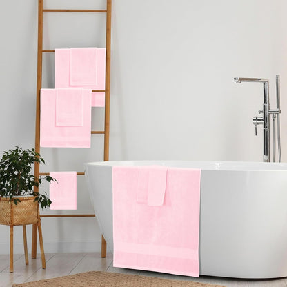 8 Piece Towel Set 100% Ring Spun Cotton, 2 Bath Towels 27x54, 2 Hand Towels 16x28 and 4 Washcloths 13x13 - Ultra Soft Highly Absorbent Machine Washable Hotel Spa Quality - Pink