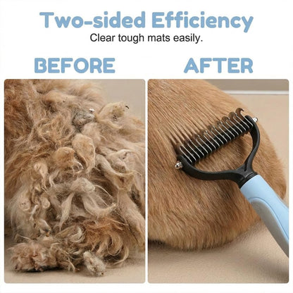 Double-Sided Pet Grooming Brush, Pro Tool For Dogs Shedding Stainless Steel Dual Tooth Undercoat Rake Detangling Comb Ergonomic Pet Grooming Brush (Pink, 1PCS)
