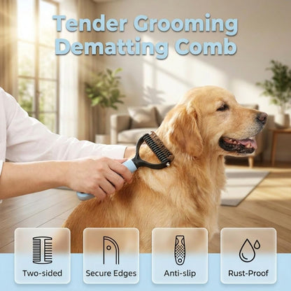 Double-Sided Pet Grooming Brush, Pro Tool For Dogs Shedding Stainless Steel Dual Tooth Undercoat Rake Detangling Comb Ergonomic Pet Grooming Brush (Pink, 1PCS)