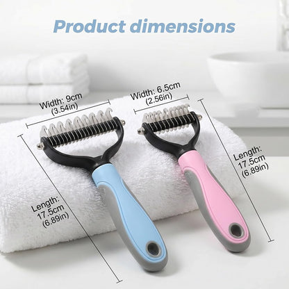 Double-Sided Pet Grooming Brush, Pro Tool For Dogs Shedding Stainless Steel Dual Tooth Undercoat Rake Detangling Comb Ergonomic Pet Grooming Brush (Pink, 1PCS)