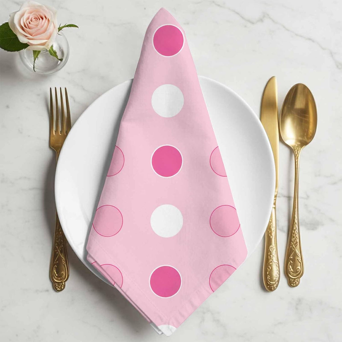 Pastel Pink Polka Dots Cloth Napkins Set of 4 Modern Minimalist Geometric Circles Spots Napkins Cloth Washable Reusable Soft Napkin for Birthday Party Wedding Dining Table Decorations 20x20 Inch