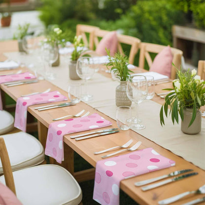 Pastel Pink Polka Dots Cloth Napkins Set of 4 Modern Minimalist Geometric Circles Spots Napkins Cloth Washable Reusable Soft Napkin for Birthday Party Wedding Dining Table Decorations 20x20 Inch