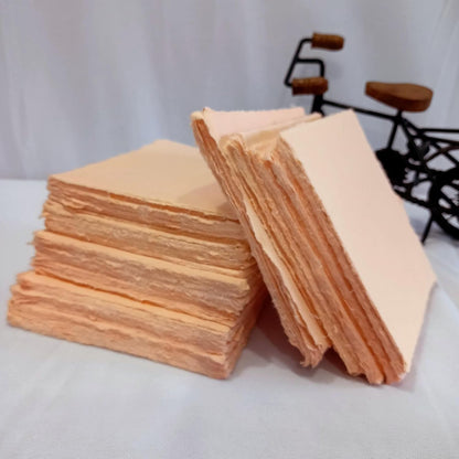 ® Handmade Cotton Paper Square Card Stock for Envelope Making, Calligraphy, Wedding Invitation, Menu Cards, Drawing, Watercolor, Origami (Pack of-50-Peach) (7x7 Inch)