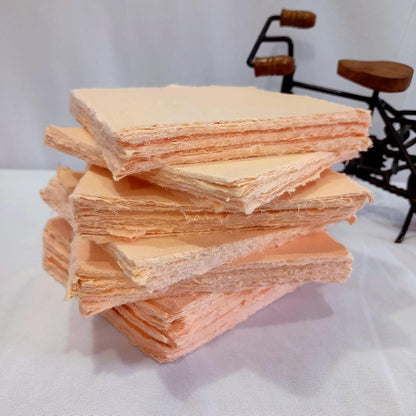 ® Handmade Cotton Paper Square Card Stock for Envelope Making, Calligraphy, Wedding Invitation, Menu Cards, Drawing, Watercolor, Origami (Pack of-50-Peach) (7x7 Inch)
