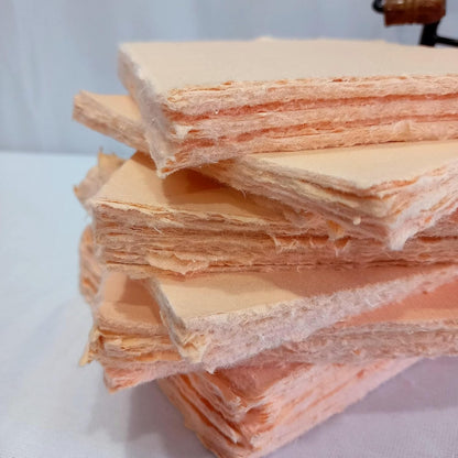® Handmade Cotton Paper Square Card Stock for Envelope Making, Calligraphy, Wedding Invitation, Menu Cards, Drawing, Watercolor, Origami (Pack of-50-Peach) (7x7 Inch)