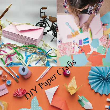 ® Handmade Cotton Paper Square Card Stock for Envelope Making, Calligraphy, Wedding Invitation, Menu Cards, Drawing, Watercolor, Origami (Pack of-50-Peach) (7x7 Inch)