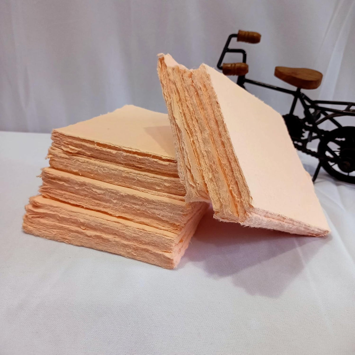 ® Handmade Cotton Paper Square Card Stock for Envelope Making, Calligraphy, Wedding Invitation, Menu Cards, Drawing, Watercolor, Origami (Pack of-50-Peach) (7x7 Inch)