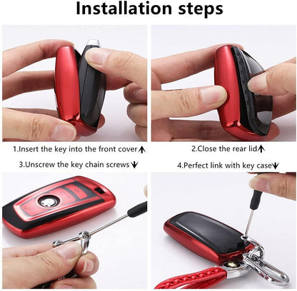 Creativity For BMW X5 Key cover and Key chain accessories (Pink set)