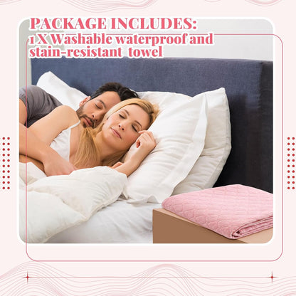Waterproof Towel for Bed Couch Sofa 39 x 39 Inches Reusable Stainproof Heart Throw Blankets Cat Dog Leakproof Mat Incontinence Mattrass Protector Small Bed Sheets for Adult Couples(Pink)
