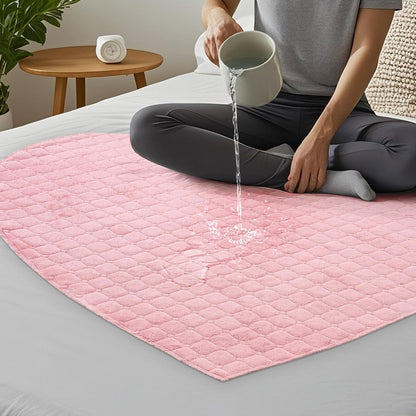 Waterproof Towel for Bed Couch Sofa 39 x 39 Inches Reusable Stainproof Heart Throw Blankets Cat Dog Leakproof Mat Incontinence Mattrass Protector Small Bed Sheets for Adult Couples(Pink)